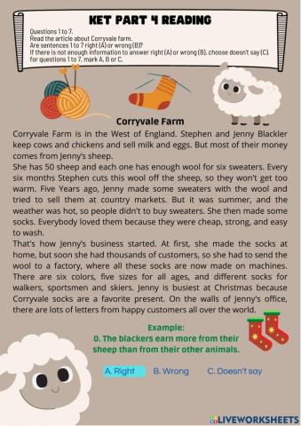 Ket reading part 4 precious exam