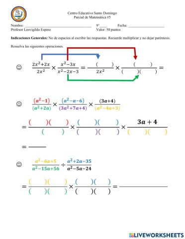 Multiplicación y División de fracciones algebraicas