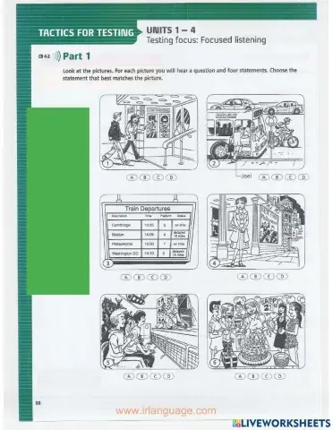 Tactics For Listening - Developing - Test 1 (U1-4)