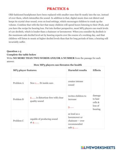 Ielts reading table completion practice 6