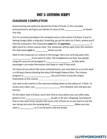 Complete IELTS Listening Unit 3 script