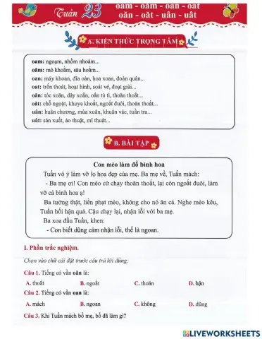 Tiếng Việt 1 - Tuần 23