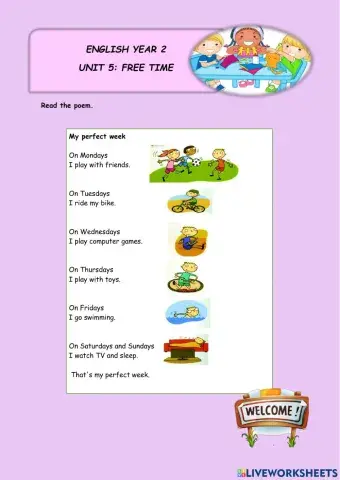 YEAR 2 UNIT 5: FREE TIME (PERFORMANCE LEVEL 5)