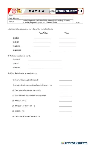 Math4 worksheet 1.1