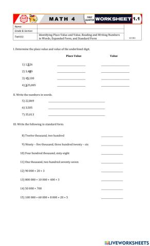 Math4 worksheet 1.1
