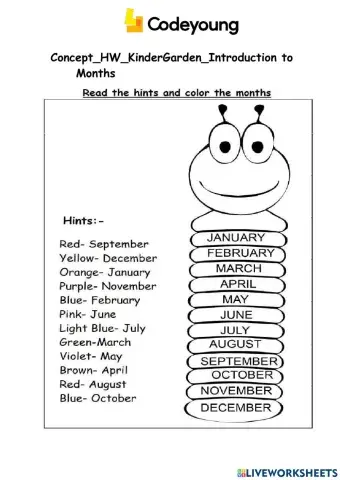 Color the month name