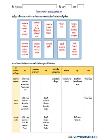 ใบกิจกรรมเรื่อง  ออกแบบกันเถอะ
