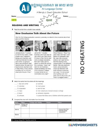 WL2 4th Edition-Unit6-Quiz