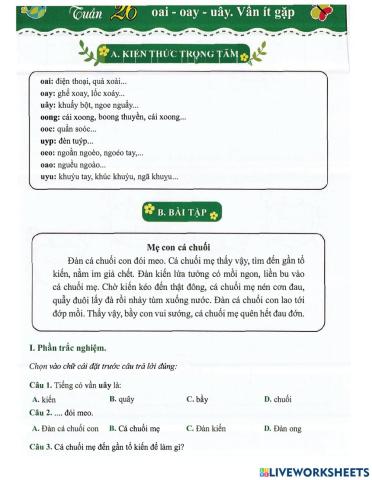 Tiếng Việt 1 - Tuần 26