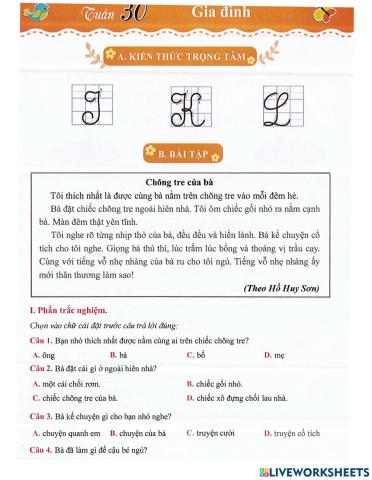 Tiếng Việt 1 - Tuần 30