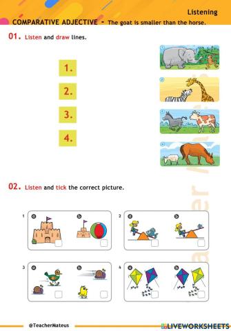 FF 2 - Unit 13 - COMPARATIVE ADJECTIVE - The goat is smaller than the horse