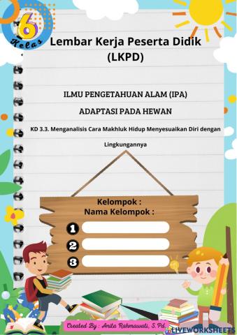 LKPD IPA Kelas 6 Adaptasi Hewan  3.3