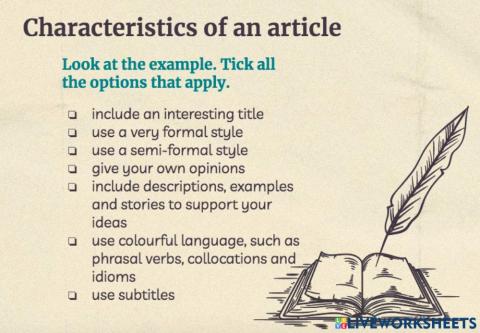 B2.6 Characteristics of an article