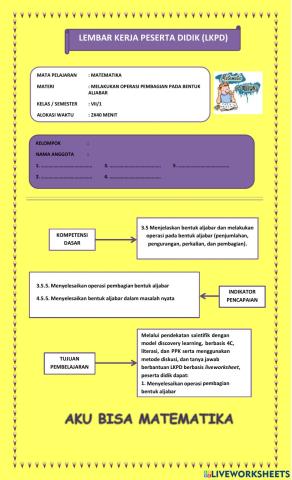 Operasi pembagian bentuk aljabar