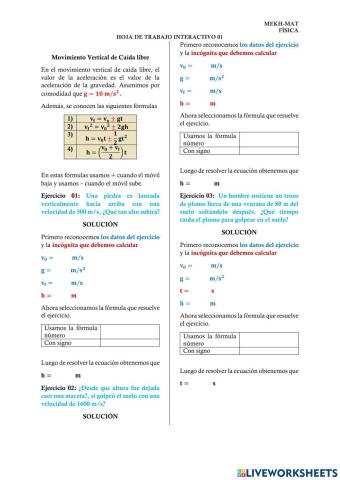 Movimiento vertical de caída libre
