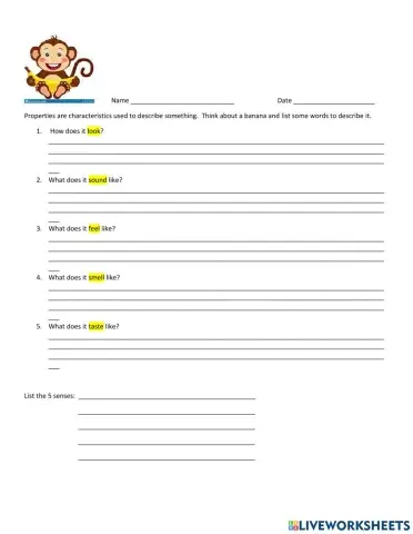 Properties of Matter (Describe something)