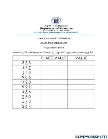 Place value and value