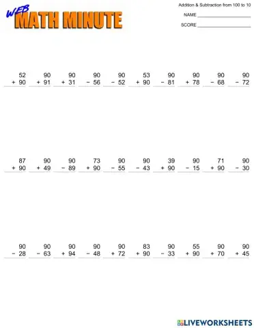 Addition and subtraction