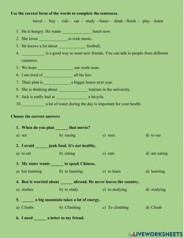 Infinitives and gerunds