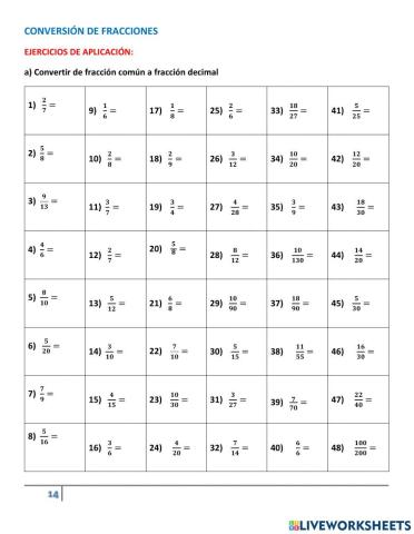 Convertir de Fracción común e impropia a decimal