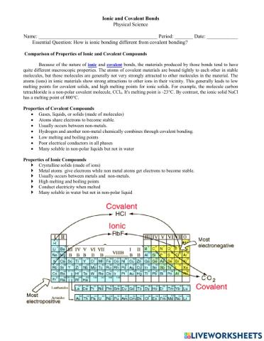 Ionic and Covalent
