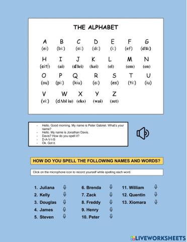 English Alphabet and Names