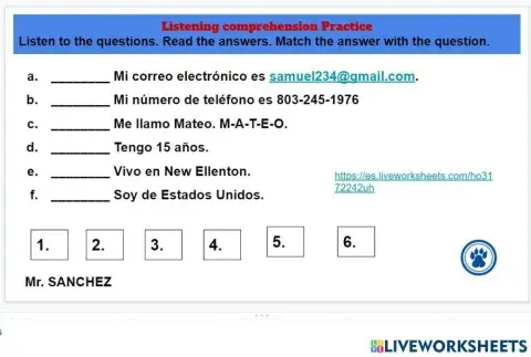 Ask and answer. Giving Personal information.