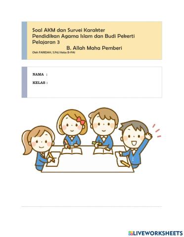 Soal Akm dan Survei Karakter Allah Maha Pemberi