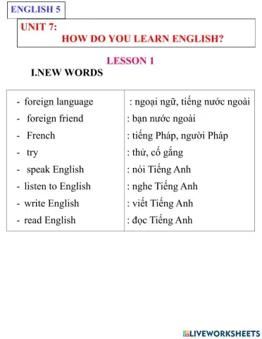 Englissh 5- unit 7- lesson 1