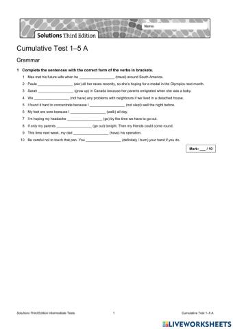 Cumulative Test 1-5A