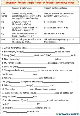 Present simple or Present continuous tense