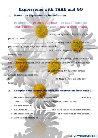 Expressions with TAKE and GO