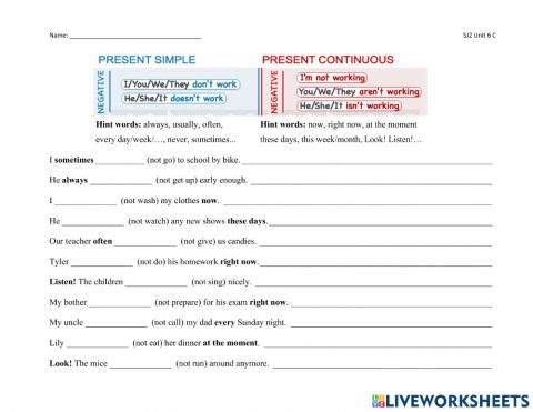 Present simpple vs countinuos