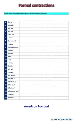 Contractions. amerpassport