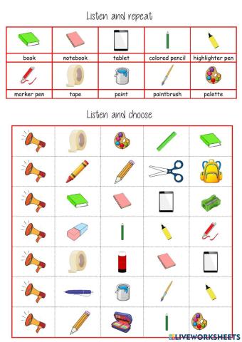 listen and choose school supplies 2
