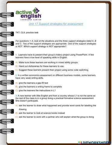 Unit 17 Support strategies for assessment