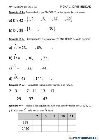 1er.CICLO ESO-DIVISIBILIDAD