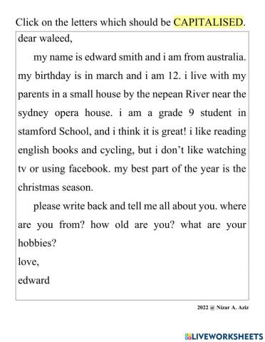 Capital Letters- proofreading