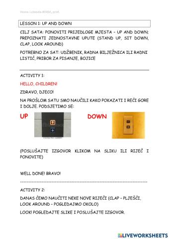 Dip in 1  - lesson 1 - up, down, clap, look around