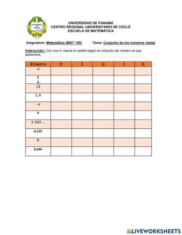 Conjunto de los números reales