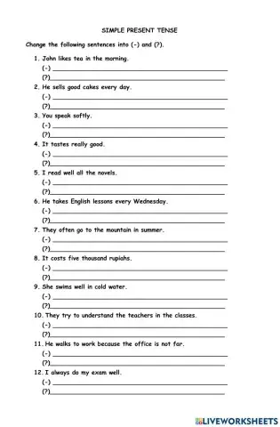 Simple present tense negative interrogative
