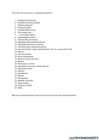 The World in the 21st century