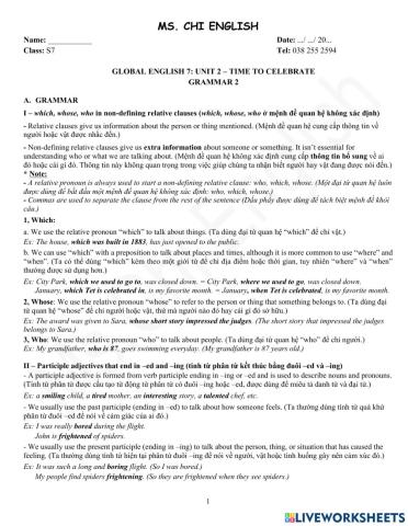 Viet Teacher - S7 - Week 5 - U2 - Grammar 2