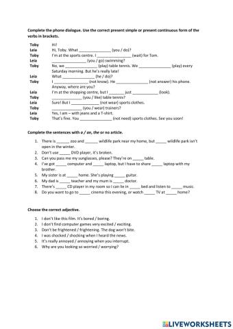 Pre-Intermediate Unit I-3 review