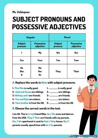Subject pronouns and possessive adjectives