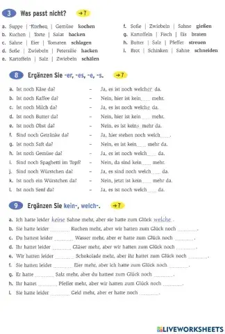 Kochen Wortschatz kein--welch-