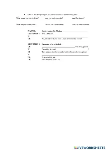 Going to a restaurant - after listening