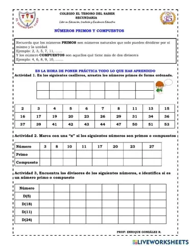 Números Primos y Compuestos