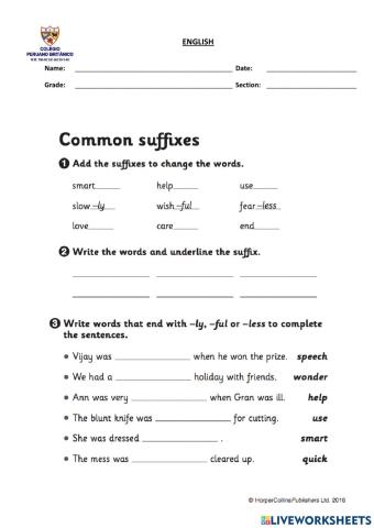 Common suffixes
