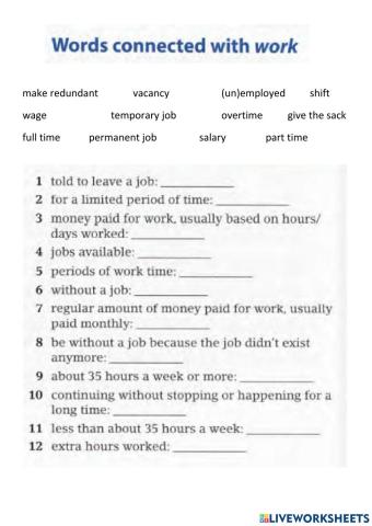 Work vocabulary